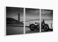 Quadro Decorativo Moto Golden Gate 120x60 3 peças Sala Quarto com moldura filete - Foto 4