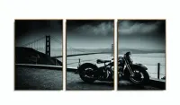 Quadro Decorativo Moto Golden Gate 120x60 3 peças Sala Quarto com moldura filete - Foto 6