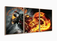 Quadro Decorativo Motoqueiro fantasma 120x60 3 peças com moldura filete
