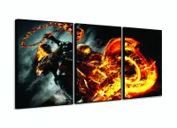 Quadro Decorativo Motoqueiro fantasma 120x60 3 peças com moldura filete - Foto 3