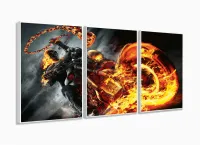 Quadro Decorativo Motoqueiro fantasma 120x60 3 peças com moldura filete - Foto 4