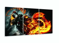 Quadro Decorativo Motoqueiro fantasma 120x60 3 peças com moldura filete - Foto 5