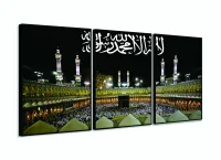 Quadro Decorativo Muçulmano 3 peças 120x60 em tecido com moldura filete - Foto 3