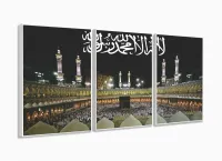Quadro Decorativo Muçulmano 3 peças 120x60 em tecido com moldura filete - Foto 4
