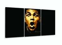 Quadro Decorativo Muhammad Ali Retro Tela Em Tecido 120x60 3 peças com moldura filete - Foto 5