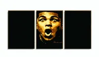 Quadro Decorativo Muhammad Ali Retro Tela Em Tecido 120x60 3 peças com moldura filete - Foto 6