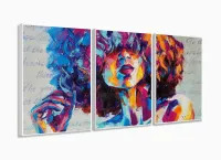 Quadro Decorativo Mulher Color Art 120x60  3 peças com moldura filete - Foto 4