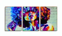 Quadro Decorativo Mulher Color Art 120x60  3 peças com moldura filete - Foto 6