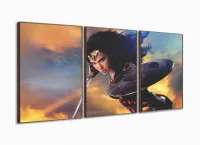 Quadro Decorativo Mulher Maravilha - Heróis - Tela Em Tecido com moldura filete - Foto 2