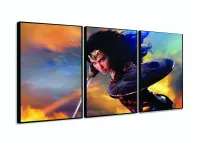 Quadro Decorativo Mulher Maravilha - Heróis - Tela Em Tecido com moldura filete - Foto 3