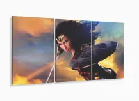 Quadro Decorativo Mulher Maravilha - Heróis - Tela Em Tecido com moldura filete - Foto 5