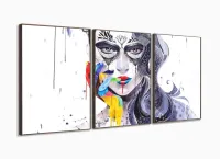 Quadro Decorativo Mulher Sala Quarto Moderno 120x60 3 peças com moldura filete - Foto 2