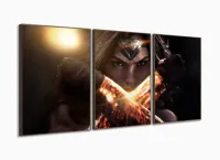 Quadro Decorativo mulher-maravilha 120x60 em tecido com moldura filete - Foto 2