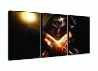 Quadro Decorativo mulher-maravilha 120x60 em tecido com moldura filete - Foto 3