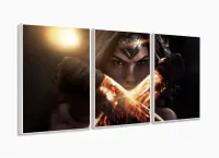Quadro Decorativo mulher-maravilha 120x60 em tecido com moldura filete - Foto 4
