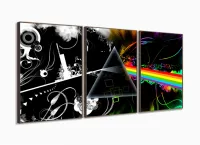 Quadro Decorativo Musica Pink Floyd Banda 120x60 3 peças com moldura filete - Foto 2