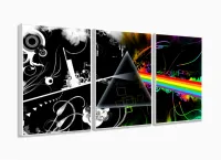 Quadro Decorativo Musica Pink Floyd Banda 120x60 3 peças com moldura filete - Foto 4