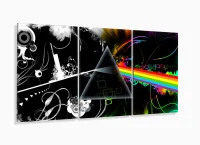 Quadro Decorativo Musica Pink Floyd Banda 120x60 3 peças com moldura filete - Foto 5