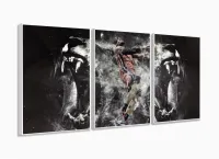 Quadro Decorativo Nba 3 Peças 120x60 Cm Em Tecido com moldura filete - Foto 4