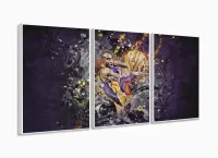 Quadro Decorativo Nba Basquete 3 Peças 120x60 Cm Em Tecido com moldura filete - Foto 4