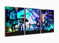 Quadro Decorativo O Mundo De Rick E Morty Em Tecido 120x60 com moldura filete - Foto 2