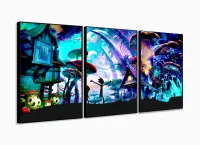 Quadro Decorativo O Mundo De Rick E Morty Em Tecido 120x60 com moldura filete - Foto 3
