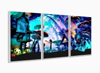 Quadro Decorativo O Mundo De Rick E Morty Em Tecido 120x60 com moldura filete - Foto 4