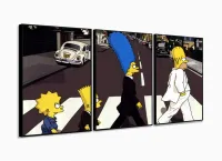 Quadro Decorativo Os Simpson - The Beatles - Tela Em Tecido com moldura filete - Foto 3