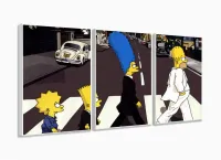 Quadro Decorativo Os Simpson - The Beatles - Tela Em Tecido com moldura filete - Foto 4