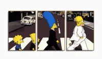 Quadro Decorativo Os Simpson - The Beatles - Tela Em Tecido com moldura filete - Foto 6