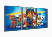 Quadro Decorativo Patrulha Canina 120x60 3 peças em tecido com moldura filete - Foto 2