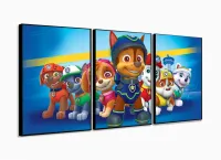 Quadro Decorativo Patrulha Canina 120x60 3 peças em tecido com moldura filete - Foto 3