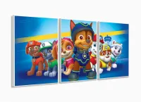 Quadro Decorativo Patrulha Canina 120x60 3 peças em tecido com moldura filete - Foto 4