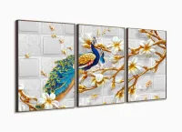 Quadro Decorativo Pavão Do Paraíso 105x65 com moldura filete - Foto 2
