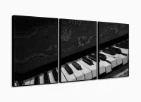 Quadro Decorativo Piano Música Notas Com Tela De Tecido 67,68 cm com moldura filete - Foto 3