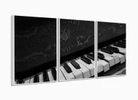 Quadro Decorativo Piano Música Notas Com Tela De Tecido 67,68 cm com moldura filete - Foto 4