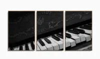 Quadro Decorativo Piano Música Notas Com Tela De Tecido 67,68 cm com moldura filete - Foto 6