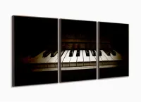 Quadro Decorativo Piano Retro Música Com Tela De Tecido com moldura filete - Foto 2