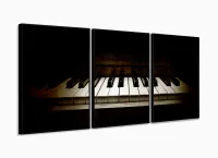 Quadro Decorativo Piano Retro Música Com Tela De Tecido com moldura filete - Foto 3