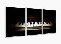 Quadro Decorativo Piano Retro Música Com Tela De Tecido com moldura filete - Foto 4