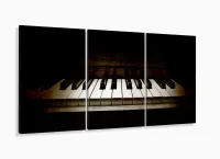 Quadro Decorativo Piano Retro Música Com Tela De Tecido com moldura filete - Foto 5