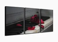 Quadro Decorativo Piano Rosa Vermelha 120x60 Sala Quarto com moldura filete - Foto 3