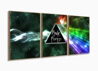 Quadro Decorativo Pink Floyd Logo 120c60 3 peças com moldura filete