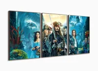Quadro Decorativo Piratas do Caribe 3 peças 120x60 cm em tecido com moldura filete - Foto 2