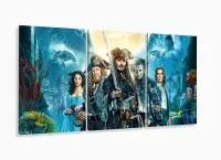 Quadro Decorativo Piratas do Caribe 3 peças 120x60 cm em tecido com moldura filete - Foto 5