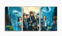 Quadro Decorativo Piratas do Caribe 3 peças 120x60 cm em tecido com moldura filete - Foto 6