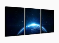 Quadro Decorativo Planeta Terra 3 partes 120x60 em tecido com moldura filete - Foto 3