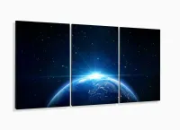 Quadro Decorativo Planeta Terra 3 partes 120x60 em tecido com moldura filete - Foto 5