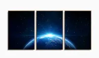 Quadro Decorativo Planeta Terra 3 partes 120x60 em tecido com moldura filete - Foto 6