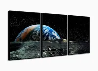 Quadro Decorativo Planeta Terra 120x60 em tecido com moldura filete - Foto 3